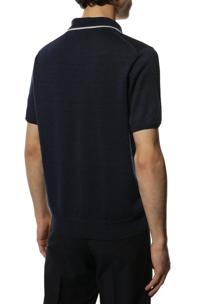 Поло изо льна и хлопка FIORONI темно-синего цвета по цене 43400 руб., арт. MK24701C2, фото 4 Поло изо льна и хлопка FIORONI, арт. MK24701C2, фото 4