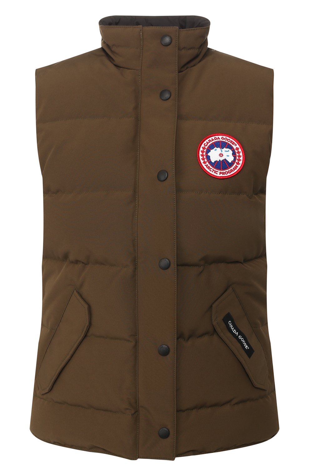 Пуховый жилет freestyle CANADA GOOSE хаки цвета по цене 52950 руб., арт. 2832L, фото 1 Пуховый жилет freestyle CANADA GOOSE, арт. 2832L, фото 1