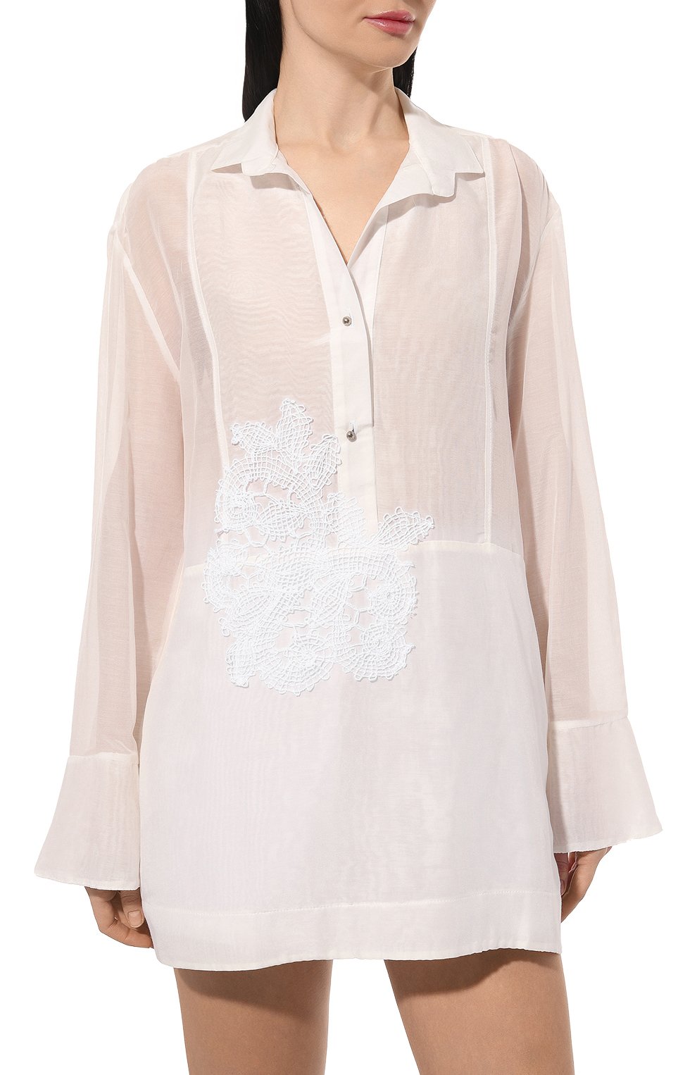 Платье из хлопка и шелка LILA EUGENIE белого цвета по цене 36850 руб., арт. 2412 MINI, фото 3 Платье из хлопка и шелка LILA EUGENIE, арт. 2412 MINI, фото 3