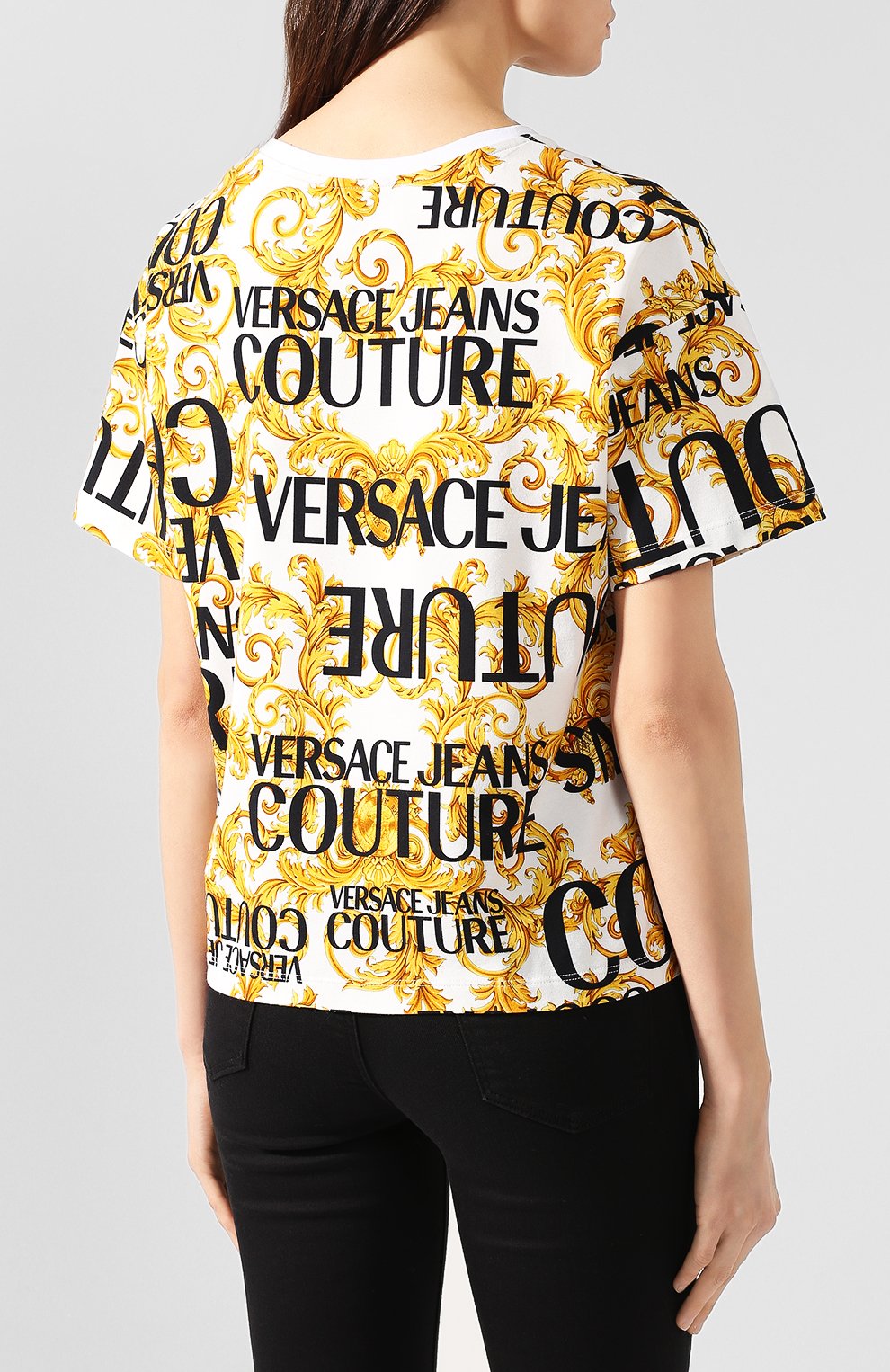 Хлопковая футболка VERSACE JEANS COUTURE белого цвета по цене 13800 руб., арт. B2HUA706-UDP606/S0589, фото 4 Хлопковая футболка VERSACE JEANS COUTURE, арт. B2HUA706-UDP606/S0589, фото 4