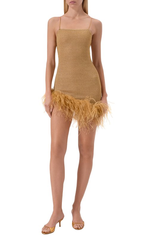 Платье с отделкой перьями OSEREE LPDS261/LUREX PLUMAGE Золотой  LPDS261/LUREX PLUMAGE Фото 2
