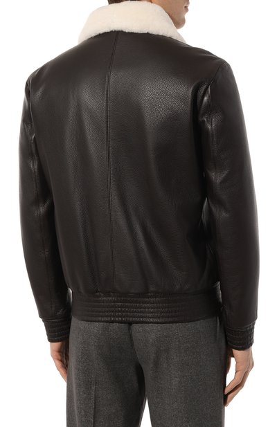 Кожаный бомбер FURLAND белого цвета по цене 1180000 руб., арт. 0238014120003200005, фото 4 Кожаный бомбер FURLAND, арт. 0238014120003200005, фото 4