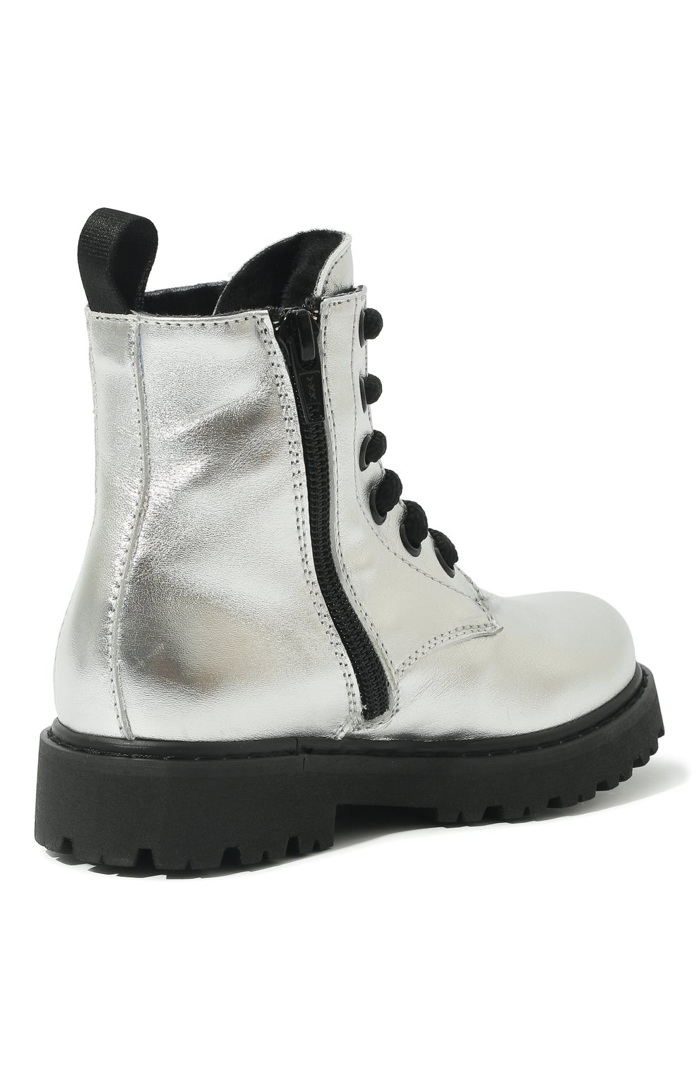 Кожаные ботинки MOSCHINO серебряного цвета по цене 31550 руб., арт. 71868 VAR.2/18-27, фото 3 Кожаные ботинки MOSCHINO, арт. 71868 VAR.2/18-27, фото 3