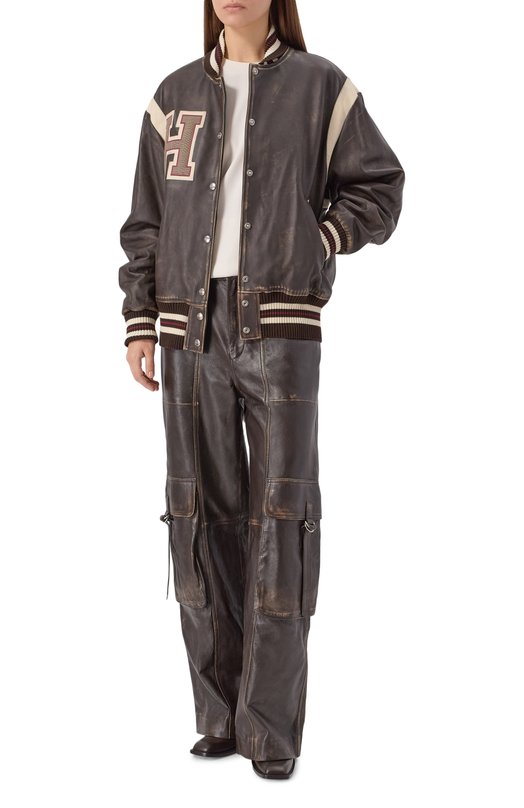 Кожаный бомбер Halfboy HF251WL008 Коричневый  HF251WL008 Фото 2