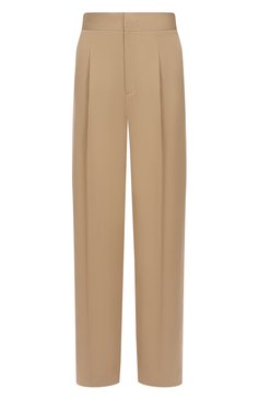Женские хлопковые брюки MSGM бежевого цвета, арт. 3841MDP20/257138 | Фото 1 (Материал внешний: Хлопок; Женское Кросс-КТ: Брюки-одежда; Силуэт Ж (брюки и джинсы): Прямые; Стили: Кэжуэл; Длина (брюки, джинсы): Стандартные)