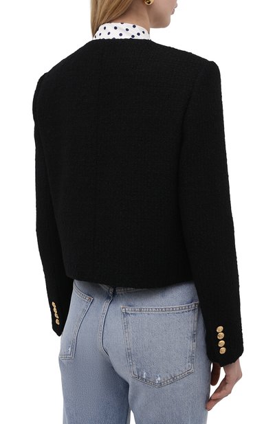 Жакет из шерсти и хлопка CELINE черного цвета по цене 299500 руб., арт. 2V02E764L, фото 4 Жакет из шерсти и хлопка CELINE, арт. 2V02E764L, фото 4