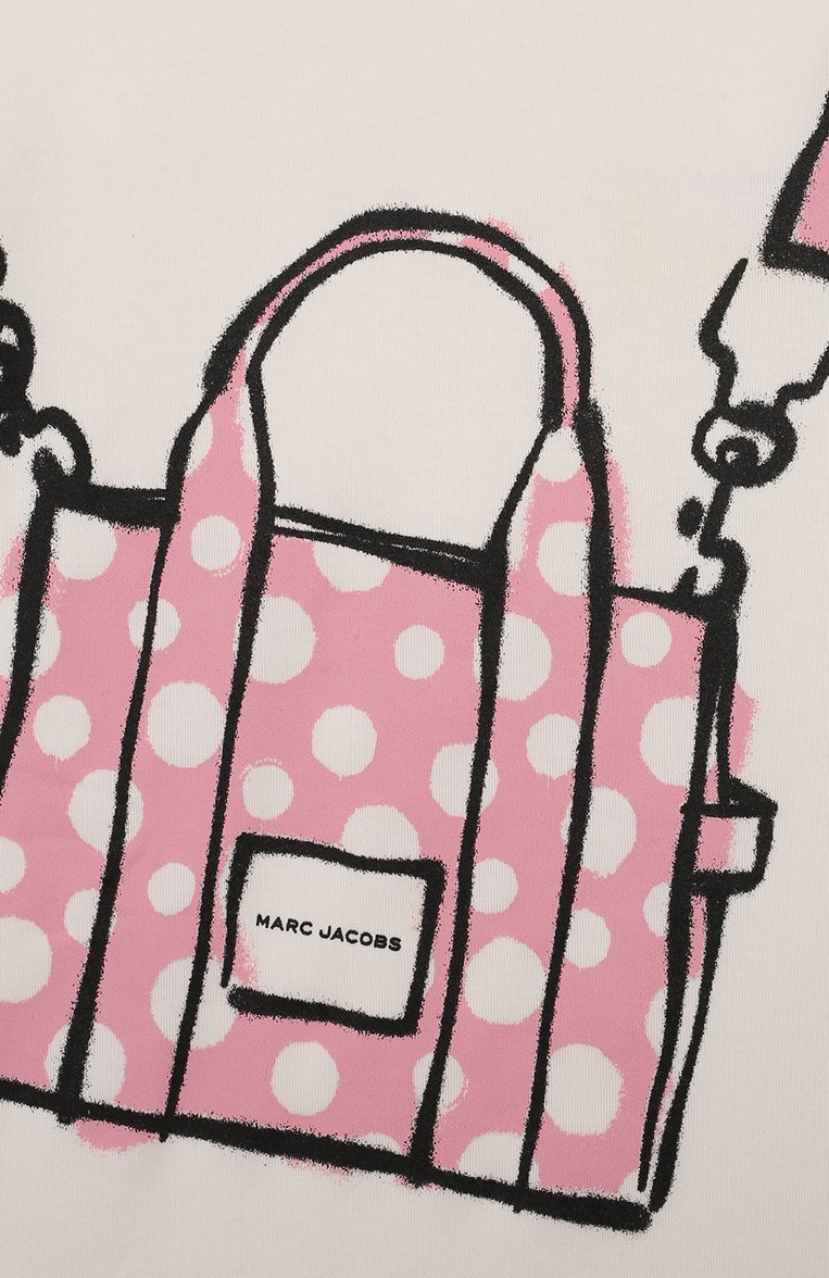 Детское хлопковое платье MARC JACOBS (THE) белого цвета, арт. W60072/2A-5A | Фото 3 (Рукава: Короткие; Материал внешний: Хлопок; Девочки Кросс-КТ: Платье-одежда; Случай: Повседневный; Ростовка одежда: 4 года | 104 см, 5 лет | 110 см, 3 года | 98 см)