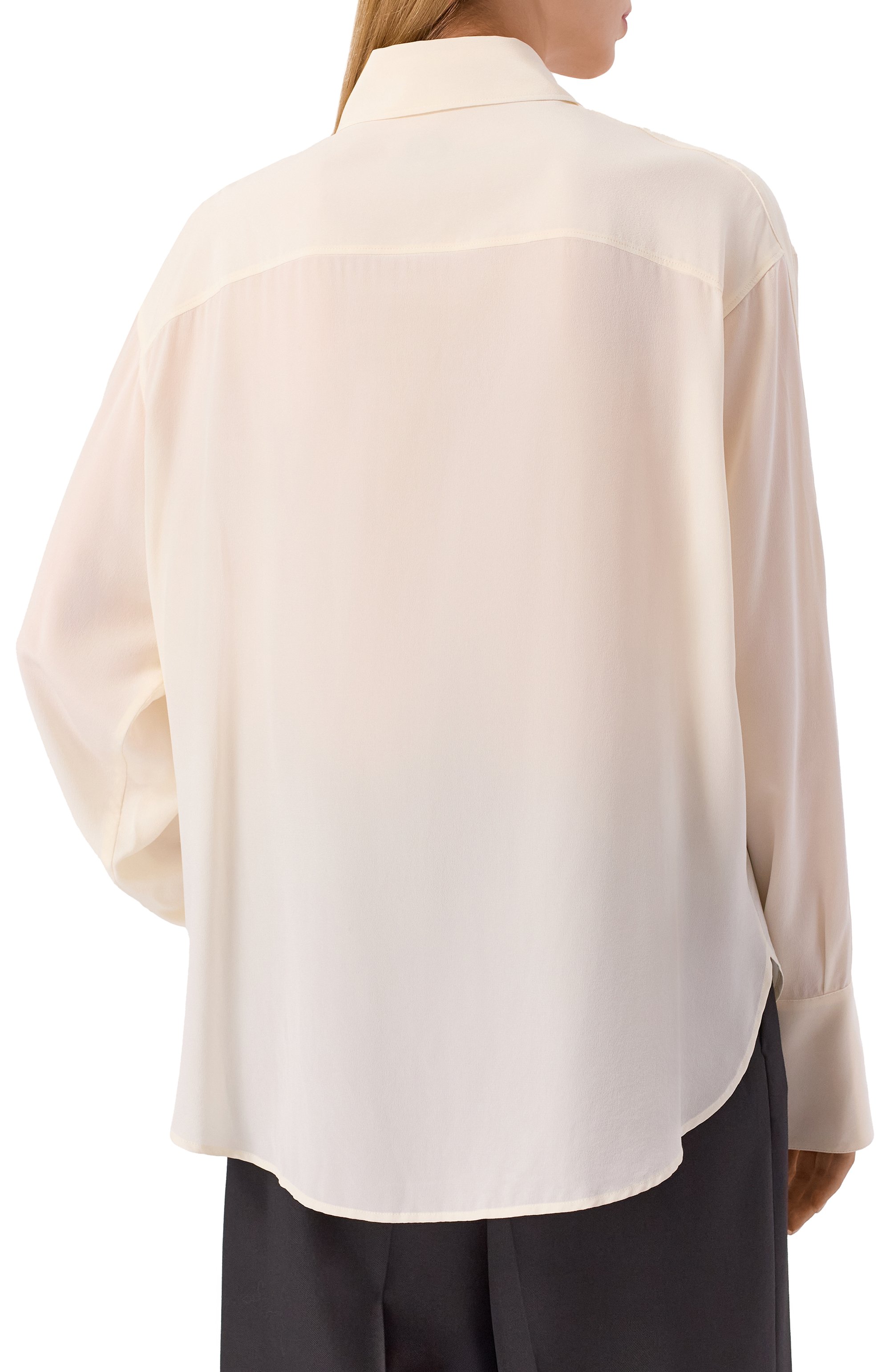 Шелковая блузка BOSS кремового цвета по цене 35950 руб., арт. 50551961, фото 4 Шелковая блузка BOSS, арт. 50551961, фото 4