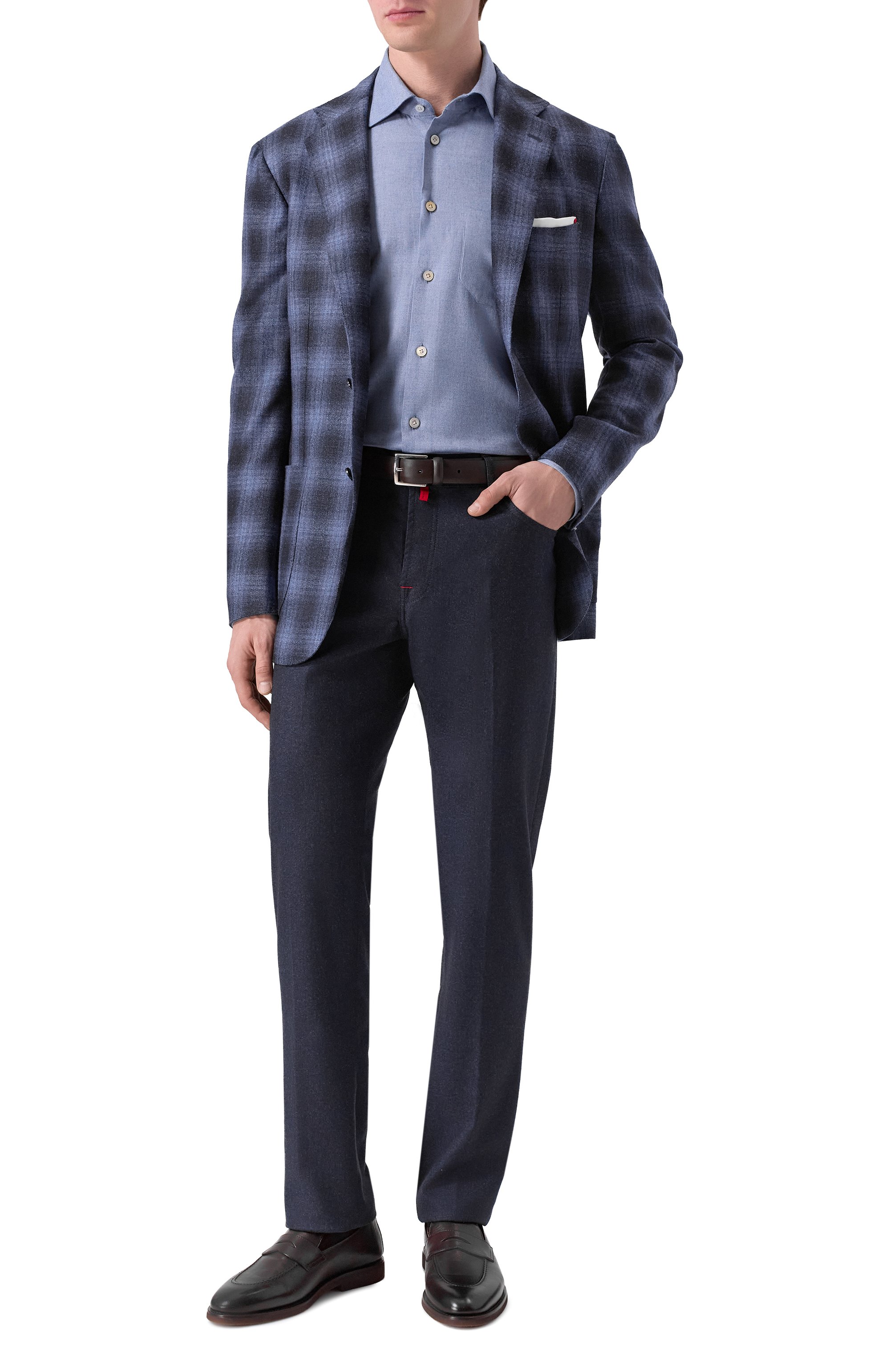 Шерстяные брюки KITON темно-синего цвета по цене 212000 руб., арт. UPNJSK0171H01, фото 2 Шерстяные брюки KITON, арт. UPNJSK0171H01, фото 2