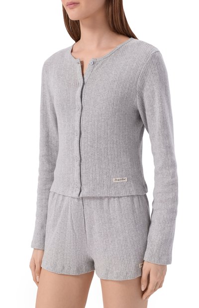 Хлопковый кардиган SPORTY AND RICH серого цвета по цене 20750 руб., арт. CA04576326GY03, фото 3 Хлопковый кардиган SPORTY AND RICH, арт. CA04576326GY03, фото 3