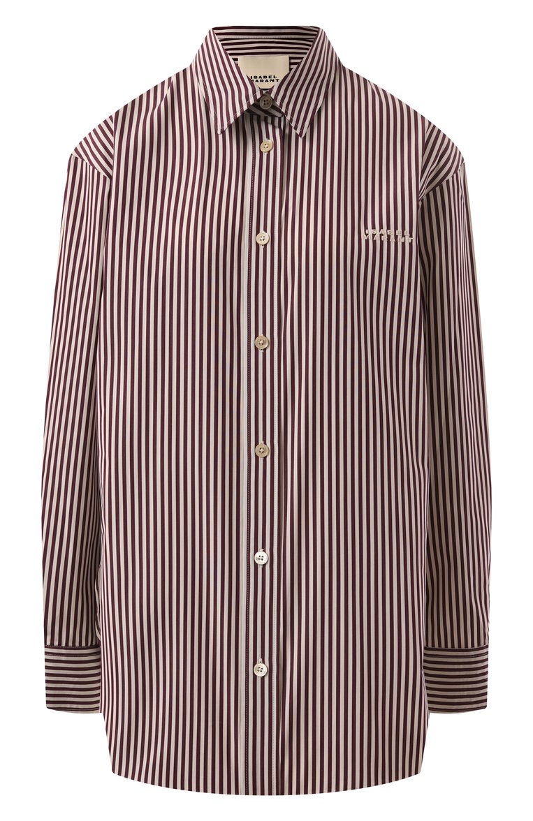 Женская хлопковая рубашка ISABEL MARANT разноцветного цвета, арт. 24ACH0177FAB1I01I | Фото 1 (Длина (для топов): Удлиненные; Рукава: Длинные; Драгоценные камни: Проставлено; Материал сплава: Проставлено; Принт: С принтом, Полоска; Стили: Кэжуэл; Женское Кросс-КТ: Рубашка-одежда; Материал внешний: Хлопок)