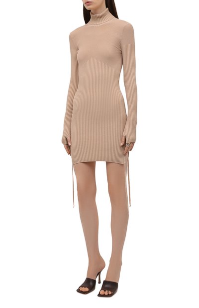 Платье из вискозы ANDREADAMO светло-бежевого цвета по цене 57600 руб., арт. ADFW21DR07031475, фото 3 Платье из вискозы ANDREADAMO, арт. ADFW21DR07031475, фото 3