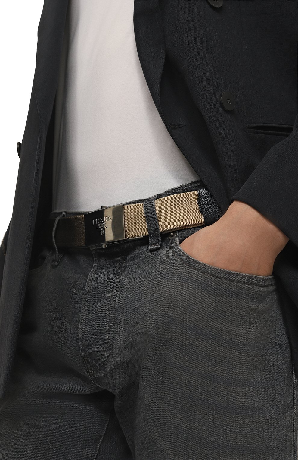 Ремень PRADA бежевого цвета по цене 52000 руб., арт. 2CN012-2DAI-F0GBW, фото 2 Ремень PRADA, арт. 2CN012-2DAI-F0GBW, фото 2