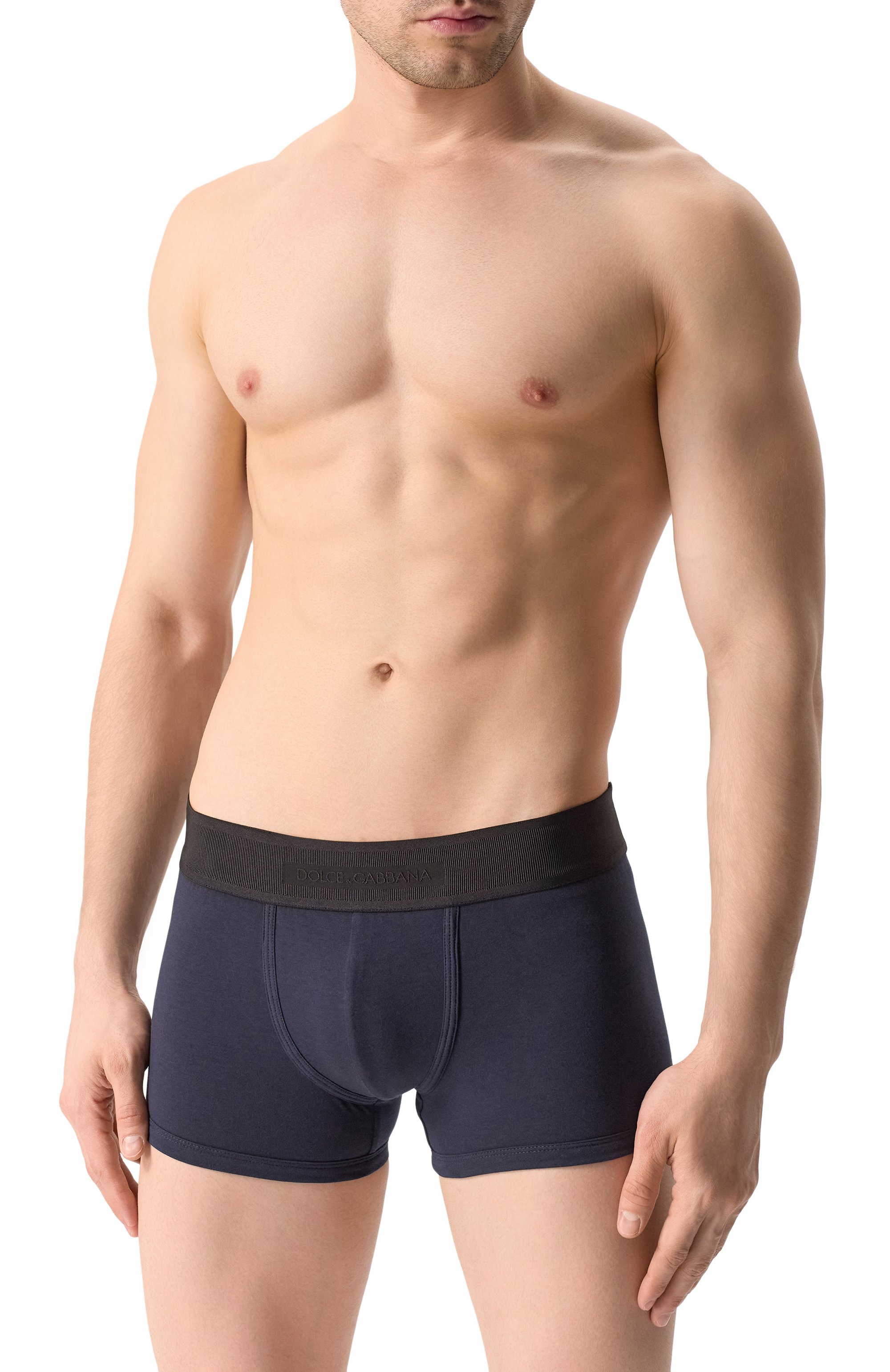 Хлопковые боксеры DOLCE & GABBANA темно-синего цвета по цене 7345 руб., арт. M4F37J/0UAIG, фото 2 Хлопковые боксеры DOLCE & GABBANA, арт. M4F37J/0UAIG, фото 2