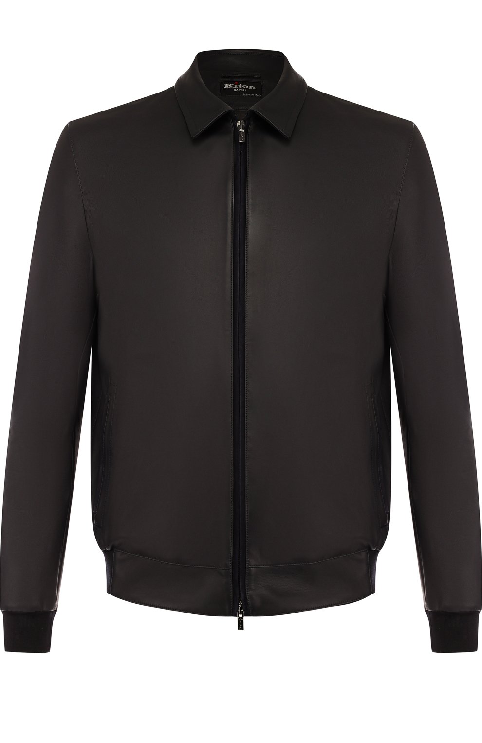 Кожаный бомбер на молнии с отложным воротником KITON, арт. UW0396V08P2724000, фото 1
