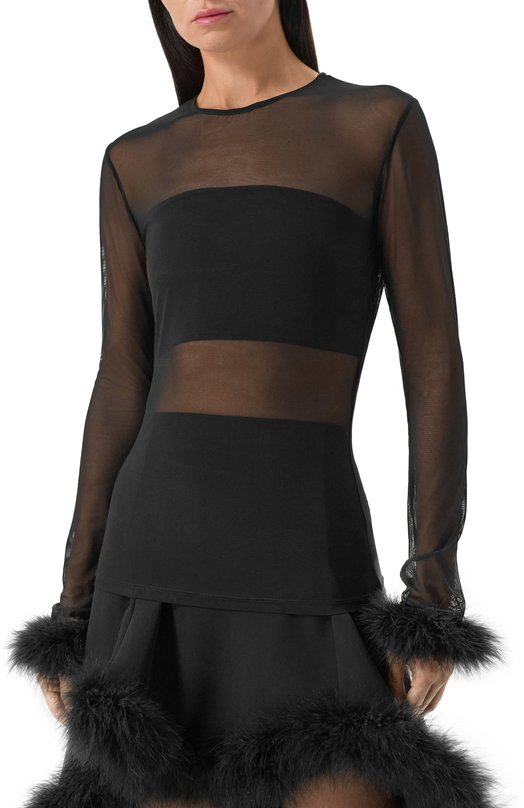 Топ с отделкой перьями Mugler 25F3T00829595 Чёрный  25F3T00829595 Фото 3