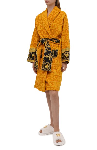 Хлопковый халат VERSACE оранжевого цвета по цене 73200 руб., арт. ZACJ00008/ZC0SP052, фото 2 Хлопковый халат VERSACE, арт. ZACJ00008/ZC0SP052, фото 2