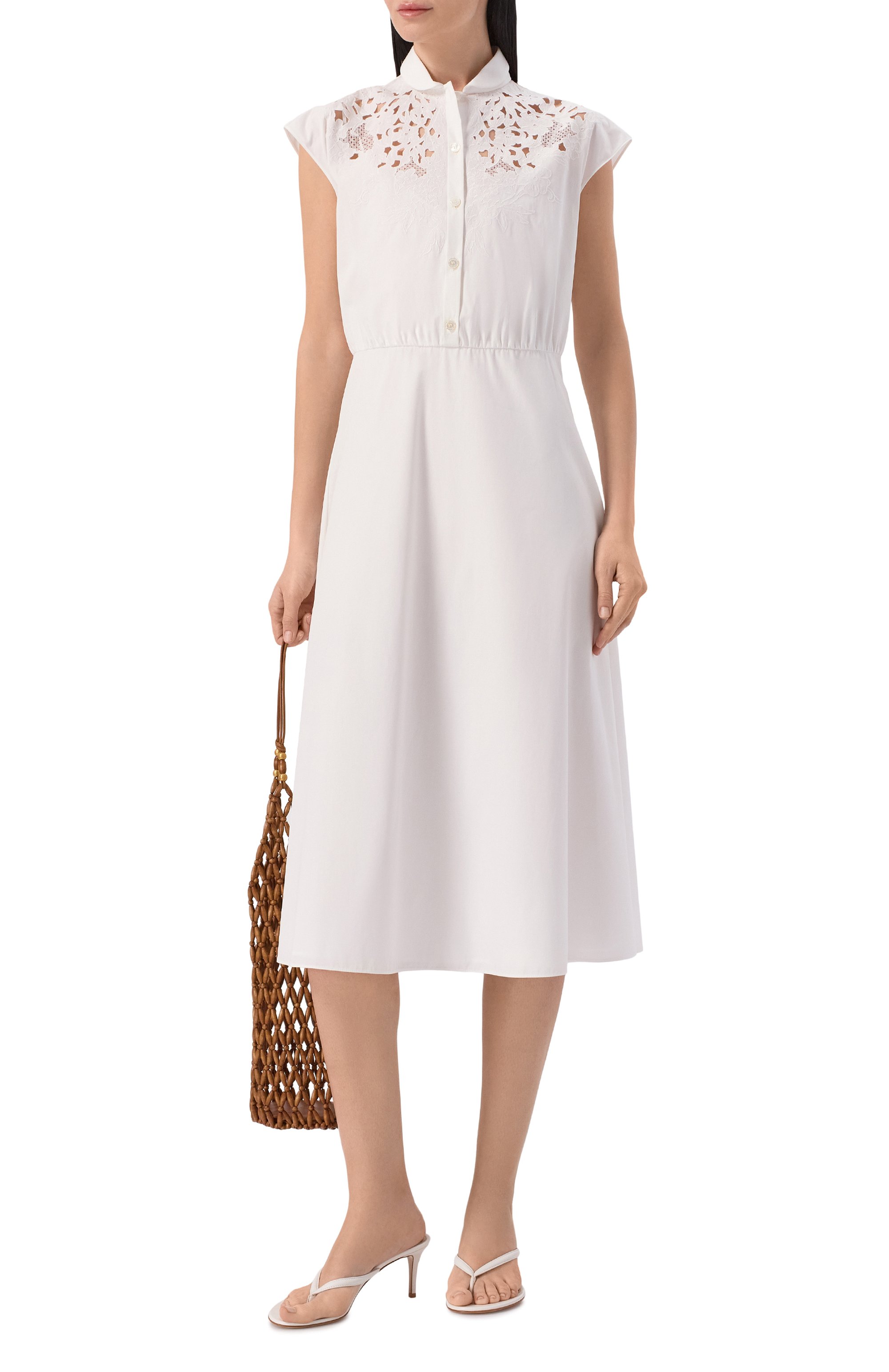 Хлопковое платье VALENTINO белого цвета по цене 414500 руб., арт. 8B3VAJR5/9VN, фото 2 Хлопковое платье VALENTINO, арт. 8B3VAJR5/9VN, фото 2