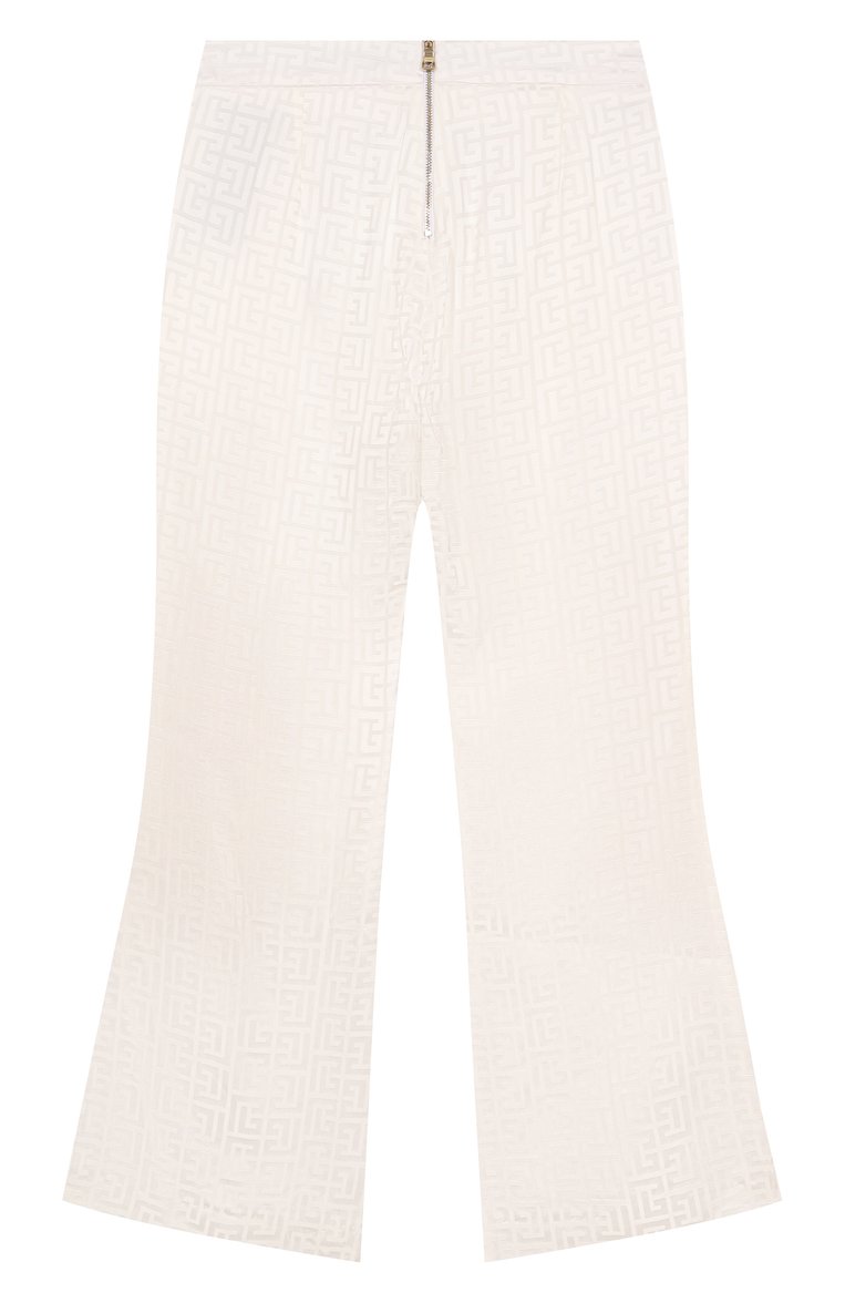Детские брюки из вискозы BALMAIN кремового цвета, арт. BW6C90 | Фото 2 (Материал подклада: Вискоза; Нос: Не проставлено; Материал внешний: Вискоза; Случай: Повседневный; Ростовка одежда: 8 лет | 128 см, 12 лет | 152 см, 16 лет | 164 см, 13 - 15 лет | 158 см, 10 - 11 лет | 140 - 146см)