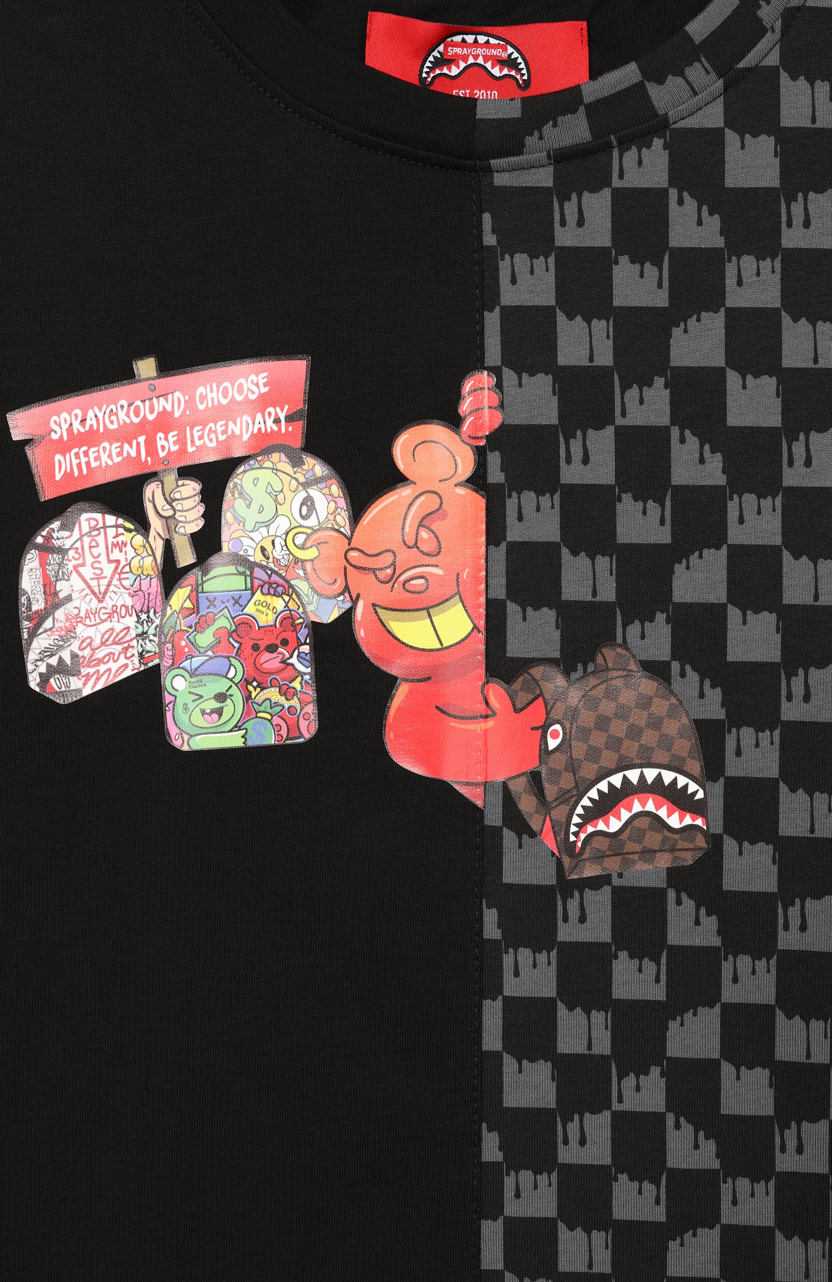 Хлопковая футболка SPRAYGROUND, арт. SPY1495/THR0W IT T0 ME DRIP CHECKERED SPLIT REGULA, фото 3
