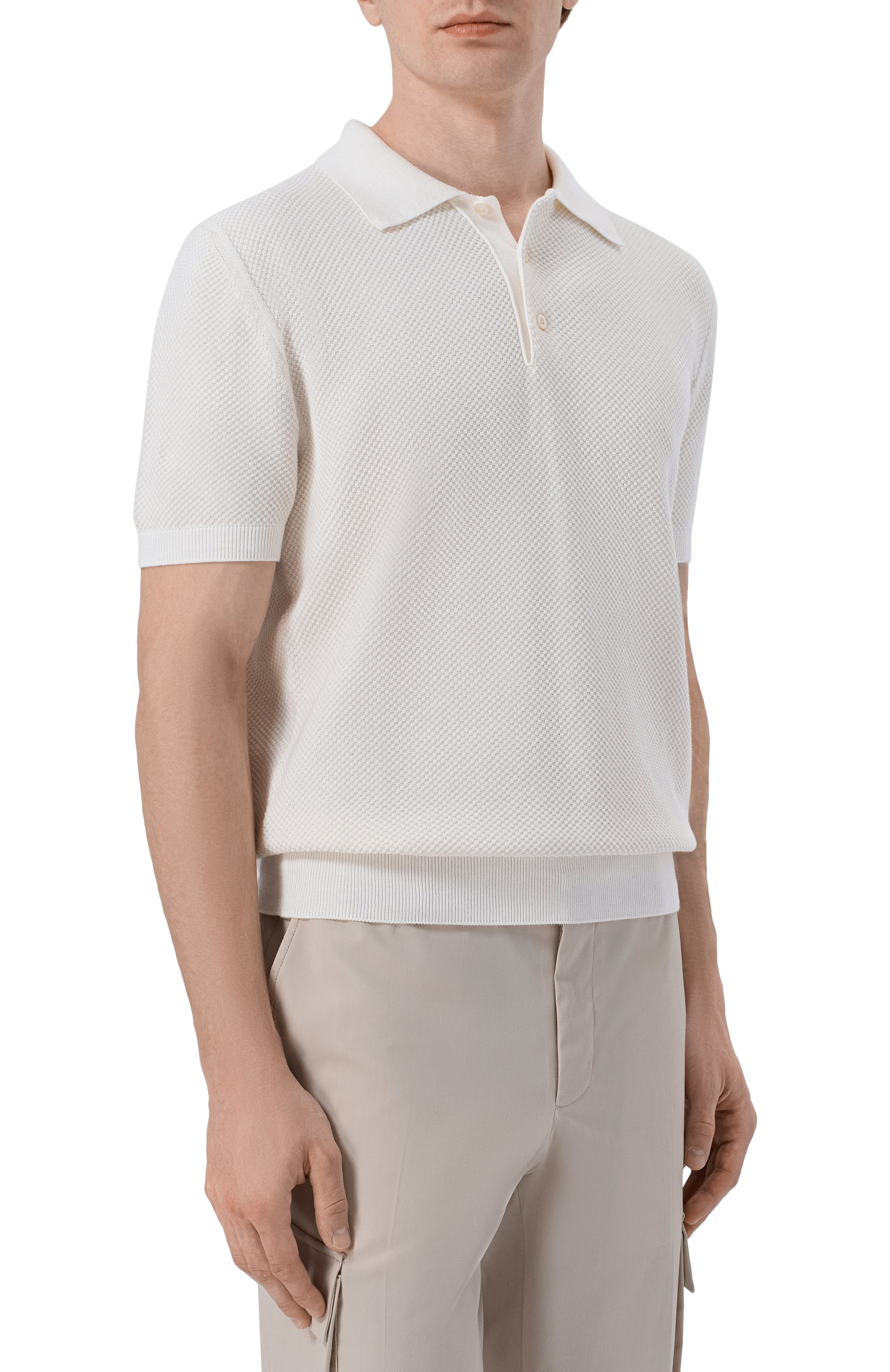 Хлопковое поло CANALI белого цвета по цене 59650 руб., арт. C0127/MK02461, фото 3 Хлопковое поло CANALI, арт. C0127/MK02461, фото 3