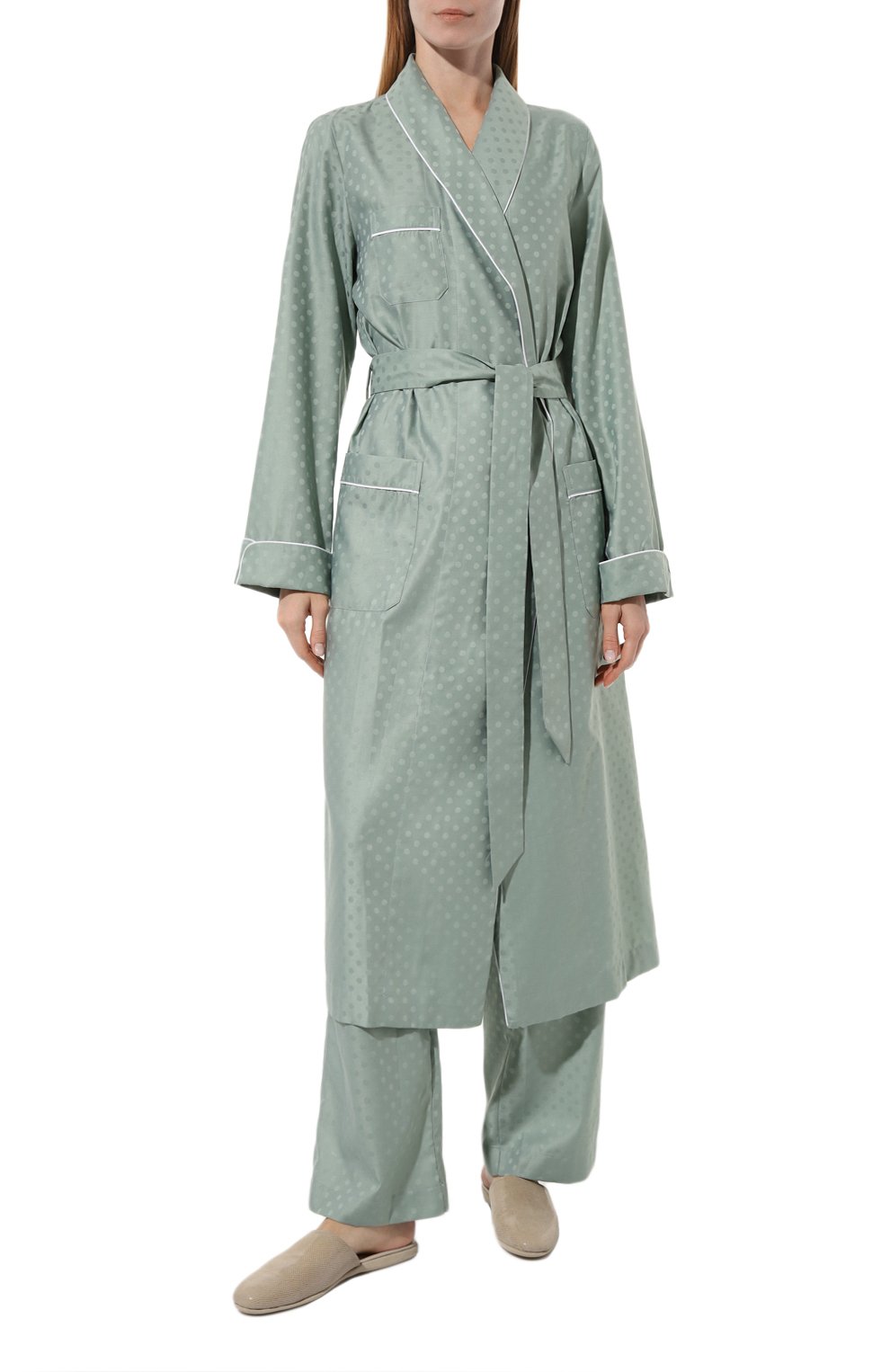 Хлопковый халат DEREK ROSE зеленого цвета по цене 39950 руб., арт. 2750-KATE007, фото 2 Хлопковый халат DEREK ROSE, арт. 2750-KATE007, фото 2