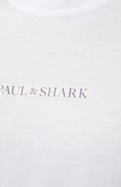 Мужская хлопковая футболка PAUL&SHARK белого цвета, арт. 24411058 | Фото 5 (Принт: Без принта; Рукава: Короткие; Длина (для топов): Стандартные; Материал сплава: Проставлено; Материал внешний: Хлопок; Драгоценные камни: Проставлено; Стили: Кэжуэл)