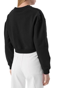 Женский хлопковый свитшот BALMAIN черного цвета, арт. EF1JQ002/BB02 | Фото 4 (Драгоценные камни: Проставлено; Рукава: Длинные; Материал сплава: Проставлено; Длина (для топов): Укороче�нные; Женское Кросс-КТ: Свитшот-одежда; Стили: Кэжуэл; Материал внешний: Хлопок)