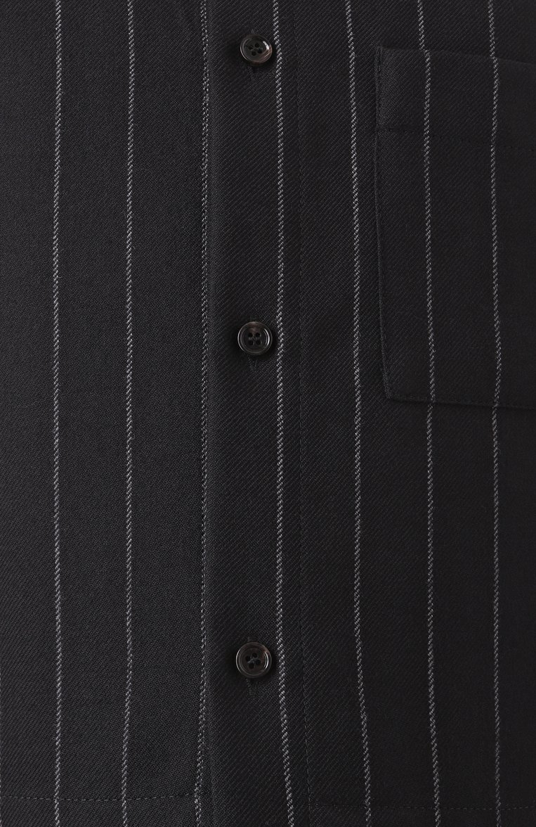 Женская шерстяная рубашка BURBERRY темно-серого цвета, арт. 8101124 | Фото 6 (Рукава: Длинные; Материал внешний: Шерсть; Длина (для топов): Укороченные; Женское Кросс-КТ: Рубашка-одежда; Принт: С принтом, Полоска; Стили: Классический; Материал подклада: Хлопок; Автоматизация состава: Проставлено; Автоматизация ТО: Проставлено)