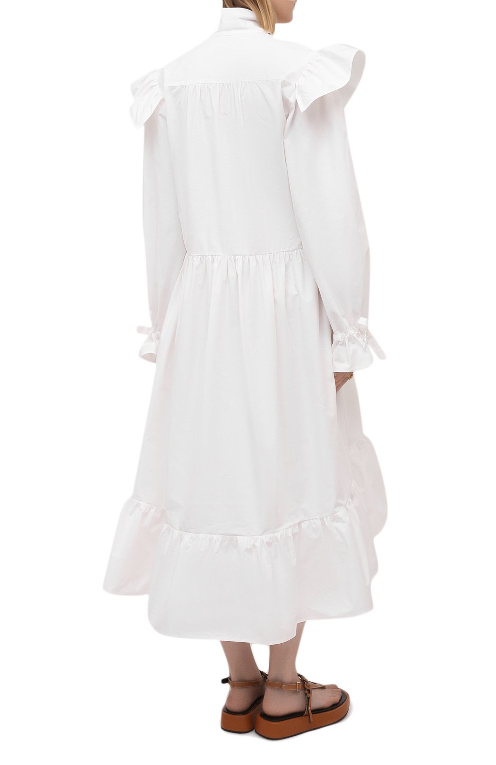 Хлопковое платье MSGM белого цвета по цене 56850 руб., арт. 3041MDA23 217104, фото 4 Хлопковое платье MSGM, арт. 3041MDA23 217104, фото 4