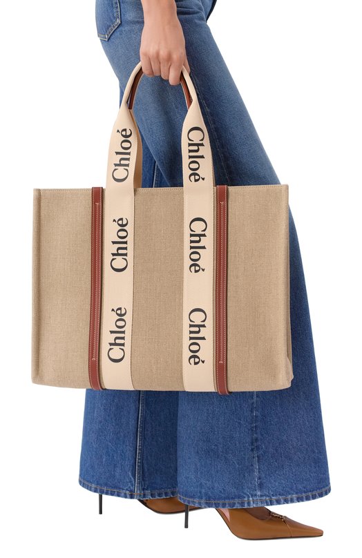 Сумка-тоут Woody large Chloé CHC22AS382I26 Бежевый  CHC22AS382I26 Фото 2