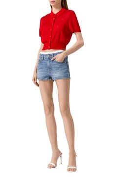 Женские джинсовые шорты ALEXANDER WANG голубого цвета, арт. 4DC1254521 | Фото 2 (Драгоценные камни: Проставлено; Длина Ж (юбки, платья, шорты): Мини; Материал сплава: Проставлено; Стили: Гранж; Материал внешний: Деним, Хлопок; Кросс-КТ: Деним)