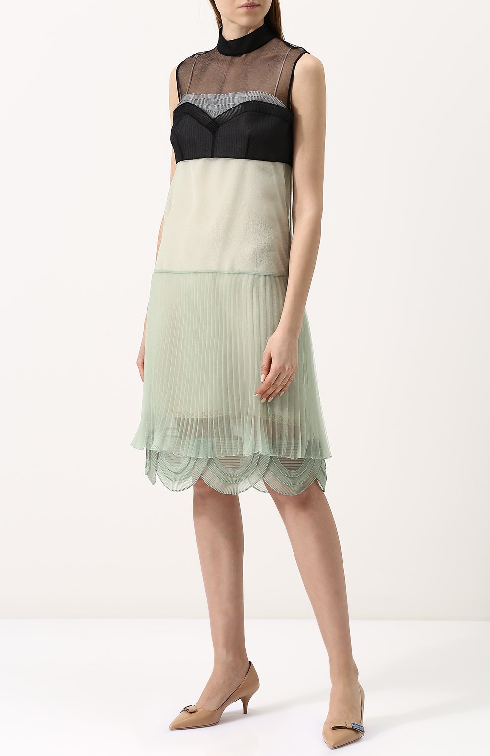 Мини-платье с фестонами и воротником-стойкой PRADA, арт. P35Y2-1QLV-F0391, фото 3