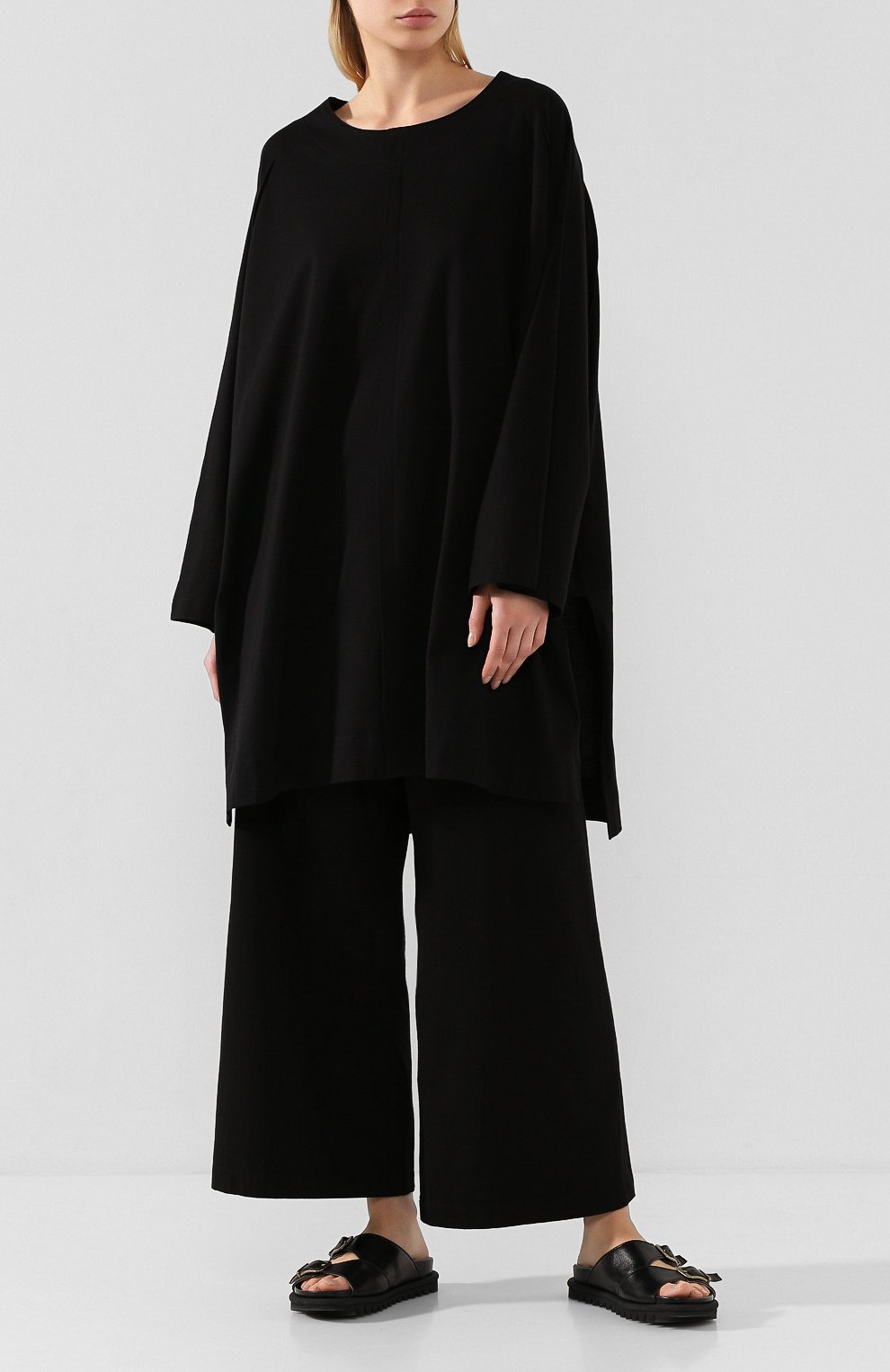 Хлопковый пуловер YOHJI YAMAMOTO черного цвета по цене 37150 руб., арт. NN-T19-087, фото 2 Хлопковый пуловер YOHJI YAMAMOTO, арт. NN-T19-087, фото 2