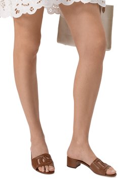Женские кожаные мюли bianca DOLCE & GABBANA коричневого цвета, арт. CR1755/AY329 | Фото 3 (Каблук высота: Низкий; Материал внутренний: Натуральная кожа; Материал сплава: Проставлено; Драгоценные камни: Проставлено; Подошва: Плоская; Материал внешний: Натуральная кожа; Каблук тип: Устойчивый)