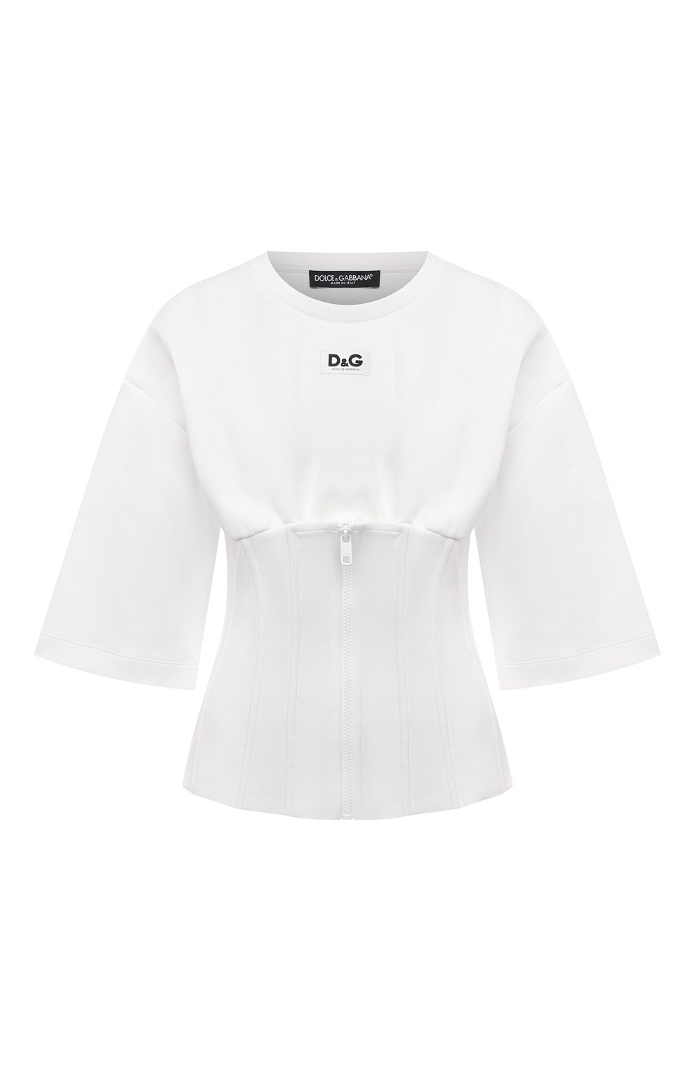 Хлопковый пуловер DOLCE & GABBANA белого цвета по цене 96450 руб., арт. F8N59T/HU7H9, фото 1 Хлопковый пуловер DOLCE & GABBANA, арт. F8N59T/HU7H9, фото 1