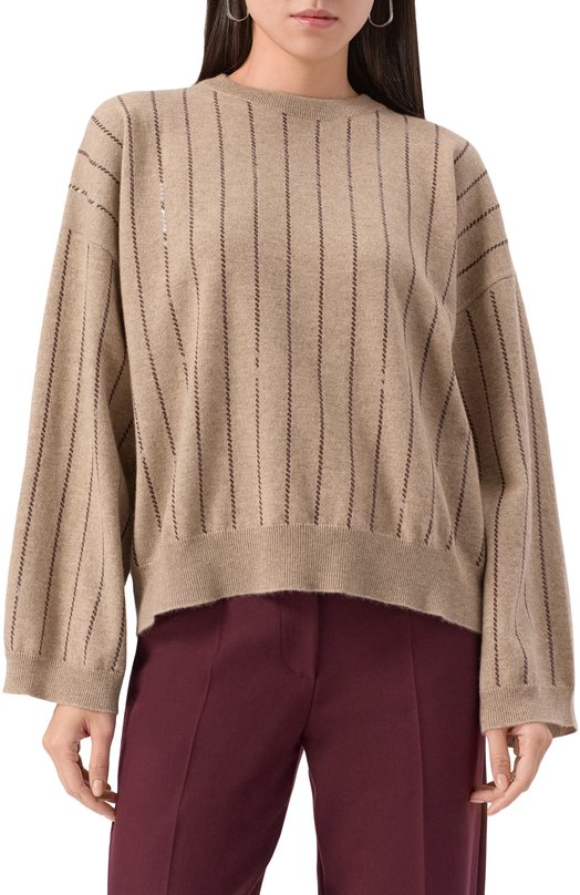 Кашемировый свитер Brunello Cucinelli M12215100P Бежевый  M12215100P Фото 3