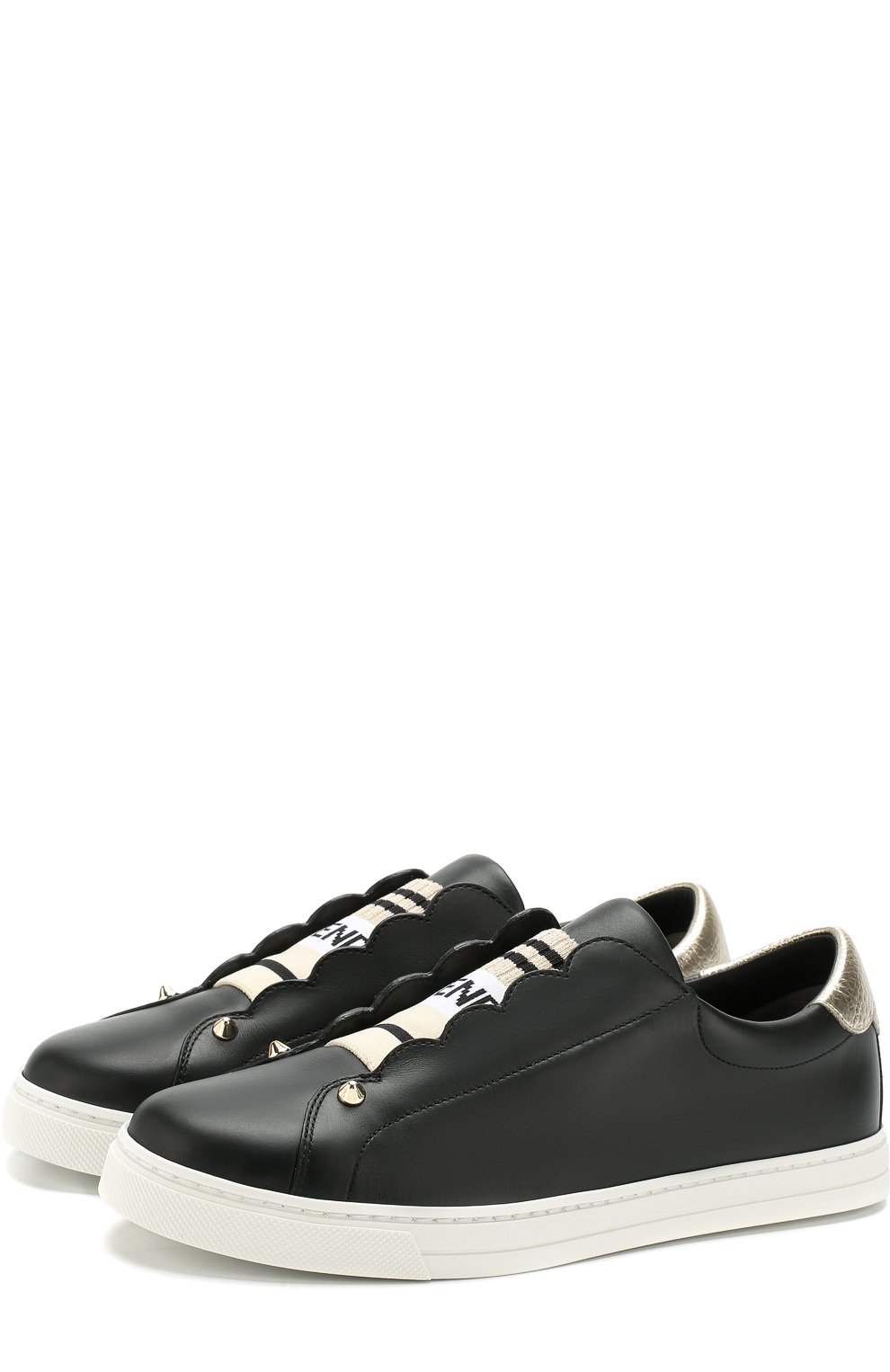 Кожаные кеды с эластичной лентой FENDI черного цвета по цене 40900 руб., арт. 8E6592 A36K, фото 1 Кожаные кеды с эластичной лентой FENDI, арт. 8E6592 A36K, фото 1