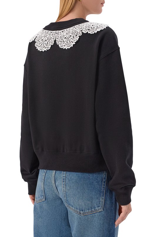 Хлопковый свитшот Dolce & Gabbana F9S43Z/GDC6E Чёрный  F9S43Z/GDC6E Фото 4