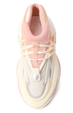 Женские комбинированные кроссовки unicorn BALMAIN розового цвета, арт. EN1VF724/KJNR | Фото 6 (Подошва: Платформа; Материал внутренний: Текстиль; Драгоценные камни: Проставлено; Материал утеплителя: Без утеплителя; Кросс-КТ: Низкие; Материал внешний: Текстиль; Материал сплава: Проставлено; Стили: Гранж)
