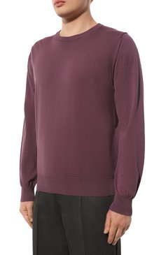 Мужской хлопковый джемпер CANALI фиолетового цвета, арт. C0012/MK00145 | Фото 3 (Материал внешний: Хлопок; Длина (для топов): Стандартные; Рукава: Длинные; Драгоценные камни: Проставлено; Материал сплава: Проставлено; Принт: Без принта; Вырез: Круглый; Стили: Кэжуэл; Мужское Кросс-КТ: Джемперы)