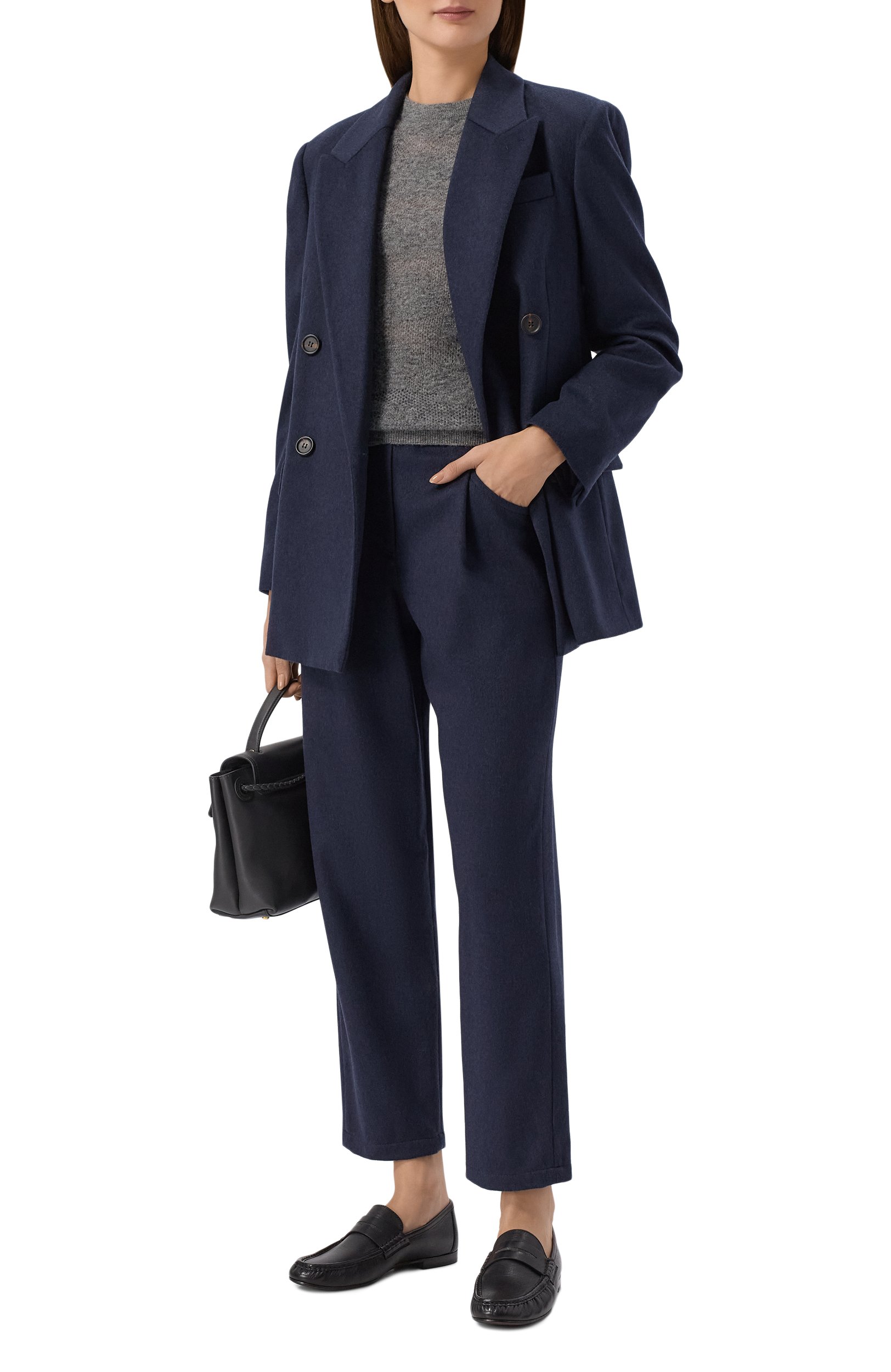 Шерстяные брюки BRUNELLO CUCINELLI синего цвета по цене 158000 руб., арт. MP549P9148, фото 2 Шерстяные брюки BRUNELLO CUCINELLI, арт. MP549P9148, фото 2