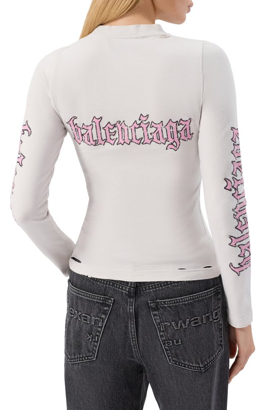 Хлопковый лонгслив Balenciaga 826465/TSVW6 Белый  826465/TSVW6 Фото 4