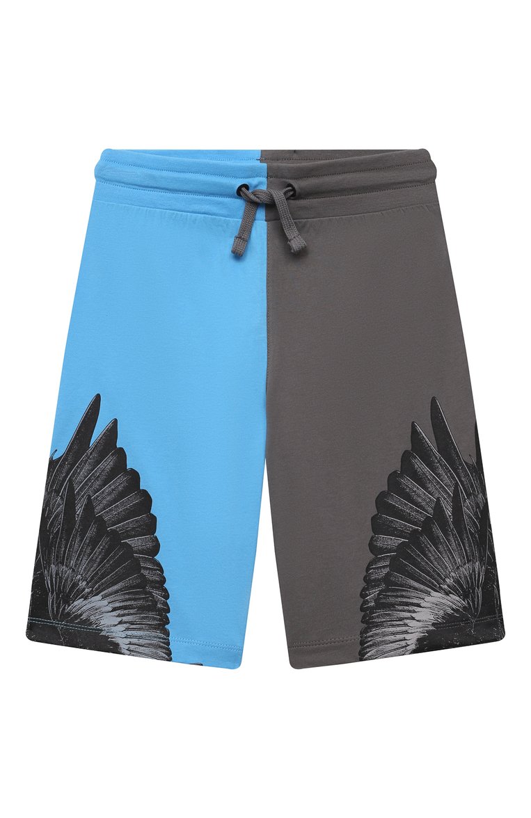 Детские хлопковые шорты MARCELO BURLON KIDS OF MILAN голубого цвета, арт. 21E/B/MB/3250/0010/2-6Y | Фото 1 (Материал внешний: Хлопок; Мальчики Кросс-КТ: Шорты-одежда; Региональные ограничения белый список (Axapta Mercury): RU; Материал сплава: Проставлено; Нос: Не проставлено; Ростовка одежда: 4 года | 104 см, 6 лет | 116 см)