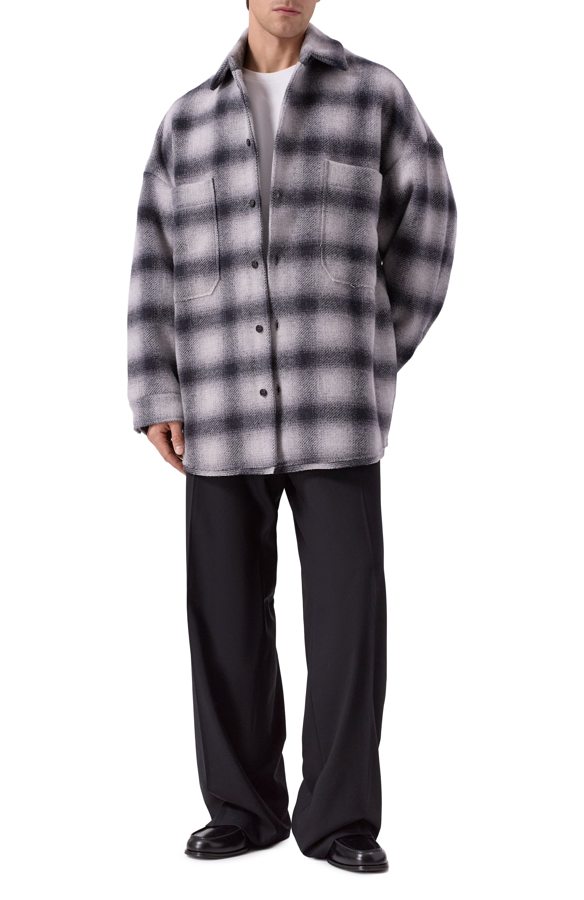 Шерстяная куртка-рубашка ISABEL BENENATO черно-белого цвета по цене 109000 руб., арт. UW16F25, фото 2 Шерстяная куртка-рубашка ISABEL BENENATO, арт. UW16F25, фото 2