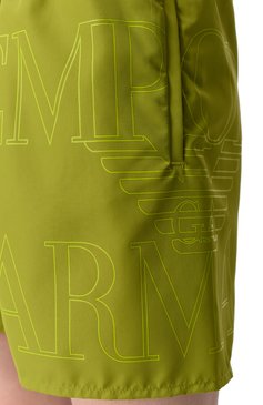 Мужские плавки-шорты EMPORIO ARMANI салатового цвета, арт. EM000583/AF12326 | Фото 4 (Нос: Не проставлено; Материал сплава: Проставлено; Принт: С принтом; Мужское Кросс-КТ: плавки-шорты; Материал внешний: Синтетический материал)