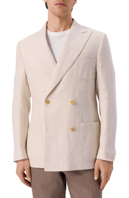 Пиджак изо льна и шерсти Corneliani 25X009-2518258 Кремовый  25X009-2518258 Фото 5