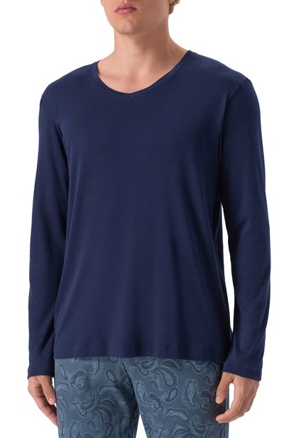 Хлопковая пижама HANRO синего цвета по цене 27700 руб., арт. 075462, фото 3 Хлопковая пижама HANRO, арт. 075462, фото 3