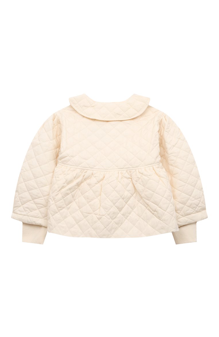 Детская стеганая куртка C`ERA UNA VOLTA кремвого цвета, арт. AW23OU02403 | Фото 2 (Рукава: Длинные; Материал сплава: Проставлено; Материал подклада: Синтетический материал; Материал утеплите�ля: Пух и перо; Драгоценные камни: Проставлено; Материал внешний: Синтетический материал)