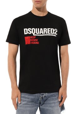 Мужская хлопковая футболка DSQUARED2 черного цвета, арт. S71GD1462/S24662 | Фото 3 (Рукава: Короткие; Материал сплава: Проставлено; Драгоценные камни: Проставлено; Длина (для топов): Стандартные; Материал внешний: Хлопок; Принт: С принтом; Стили: Спорт-шик)